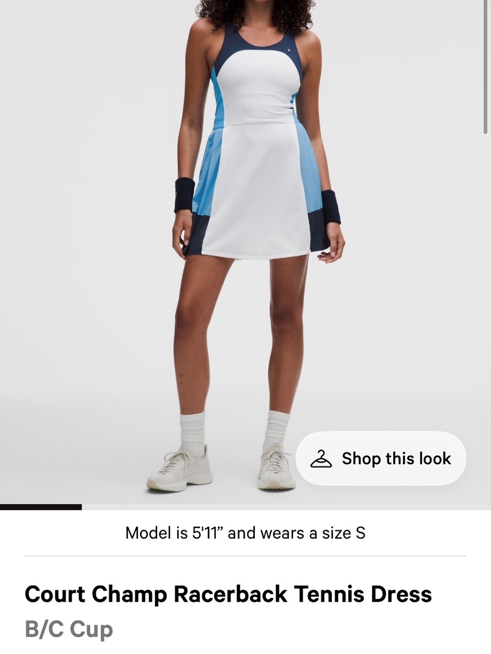 Racerback Tennis Skirt Dress in White and Blue